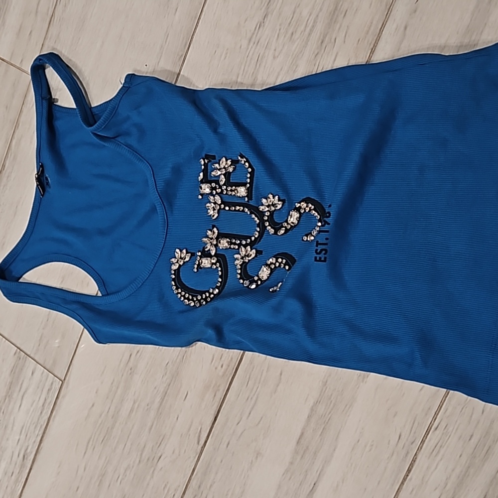 Blue guess bedazzled tank Top